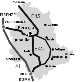 Carta stradale dell'Umbria